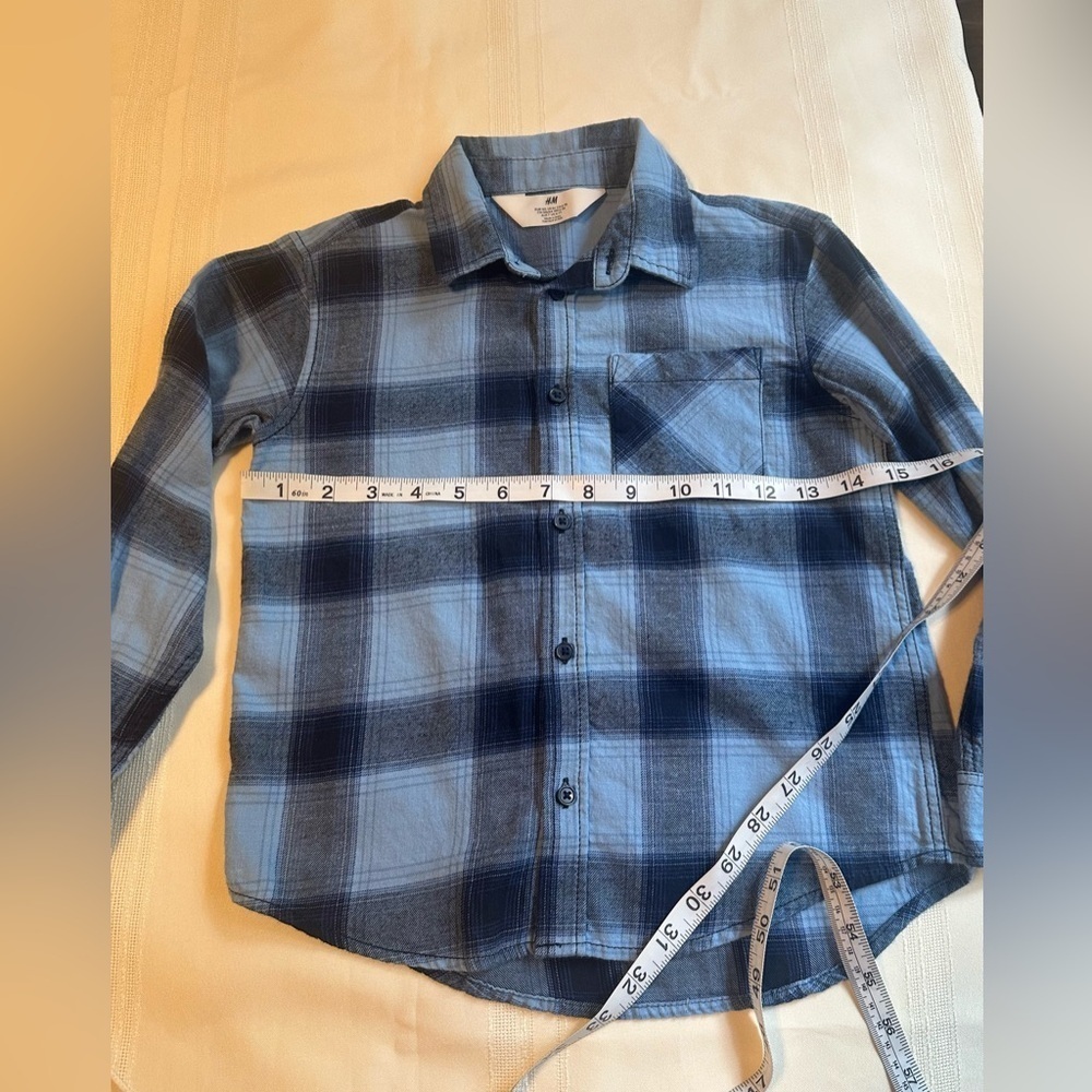 H&M Blue Plaid Kids Button Down Shirt - Picture 5 of 7